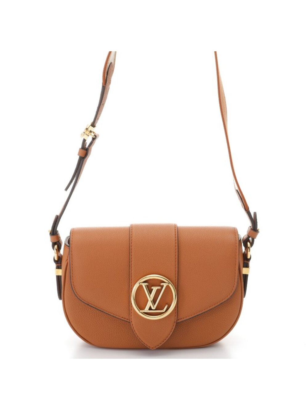 Louis Vuitton Shoulder Bag LV Pont Neuf Soft PM Grain Calf Leather Sienne Dore